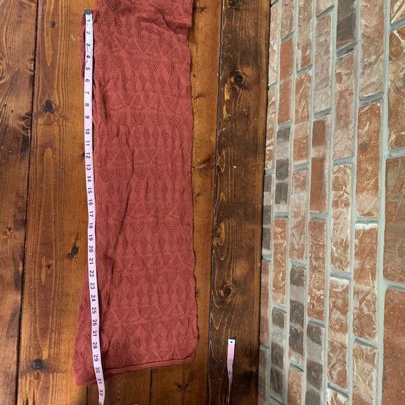 NWT Anthropologie Flat White Orange Rust Women's High Waist Pointelle Knit Pants - Picture 12 of 14